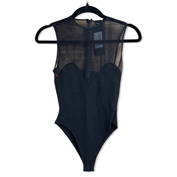 David Koma Wave Neckline Bodysuit Black Sheer Mesh top FWRD Revolve $775 sz 6 - Picture 7 of 11